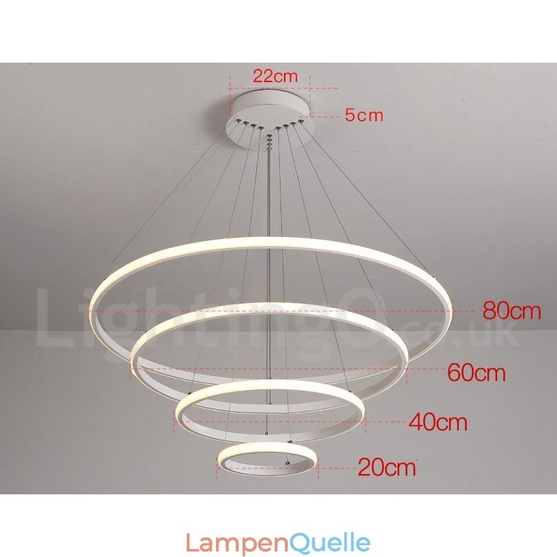 Dimmbare Pendelleuchte mit Fernbedienung im modernen Design der Kreise