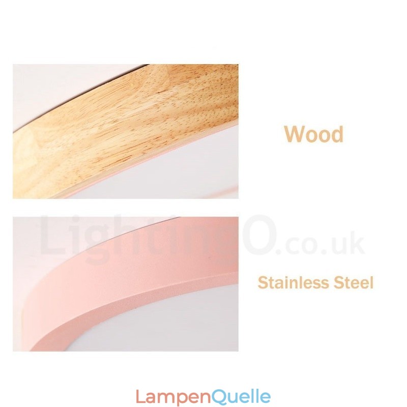 Ultradünne, mehrfarbige, runde Deckenlampe aus Holz, Deckenlampe aus Massivholz mit Acrylschirm im nordischen Stil