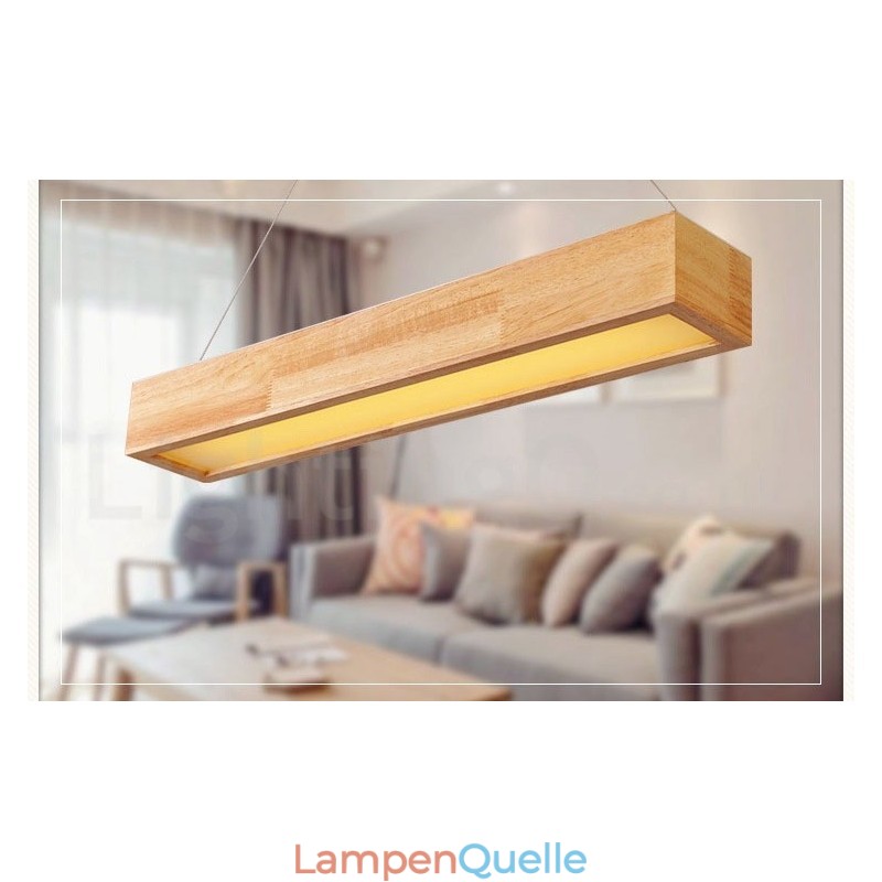 Moderne lange Pendelleuchte aus Holz