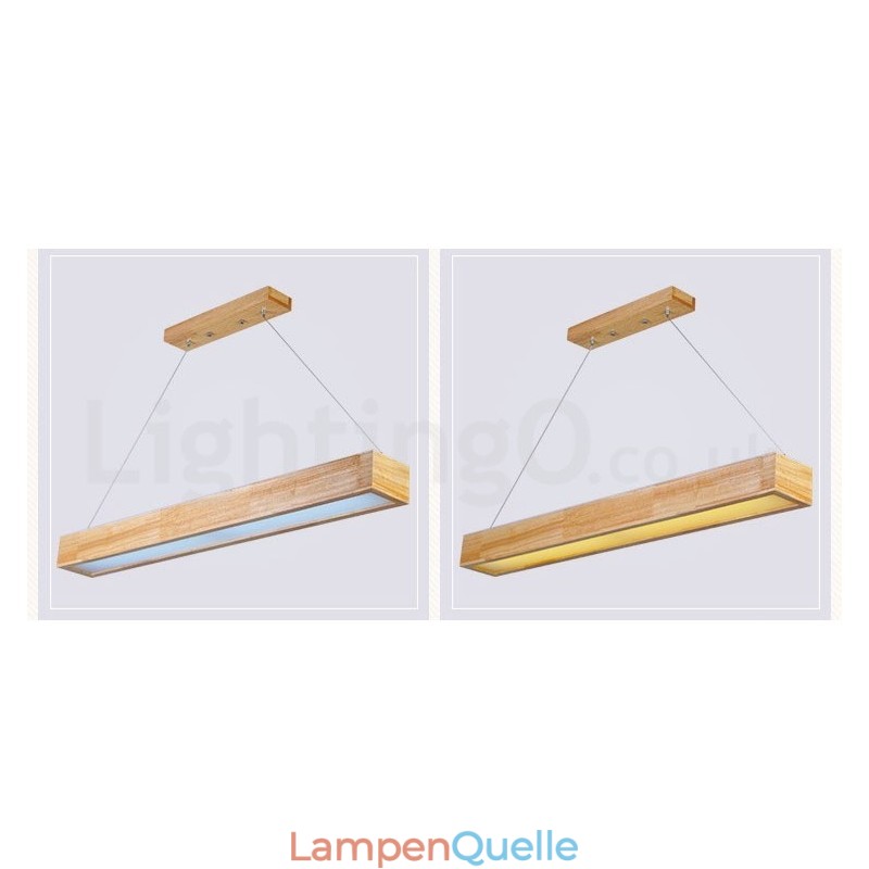 Moderne lange Pendelleuchte aus Holz