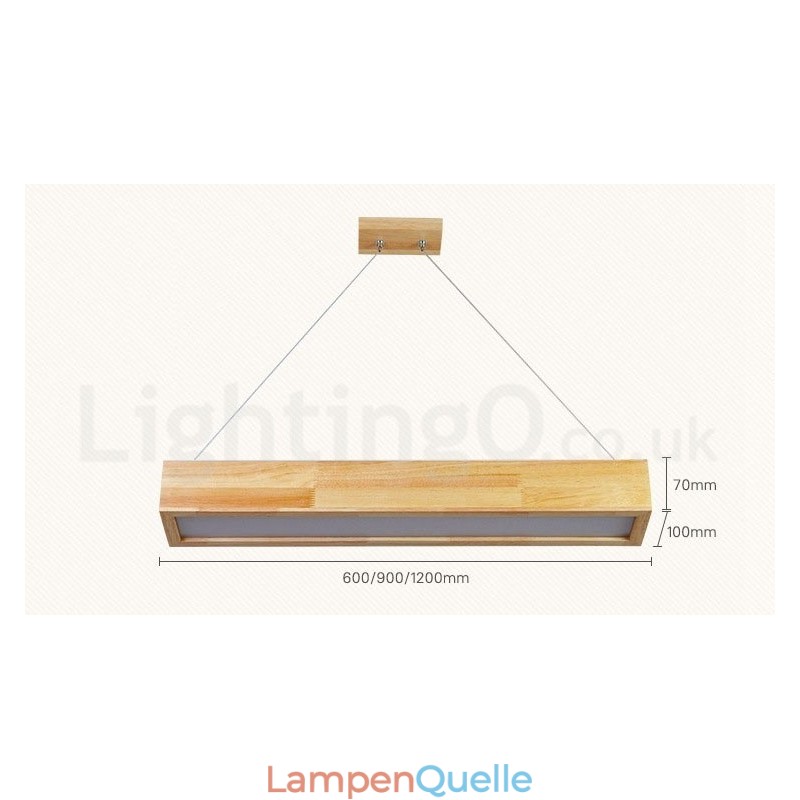 Moderne lange Pendelleuchte aus Holz