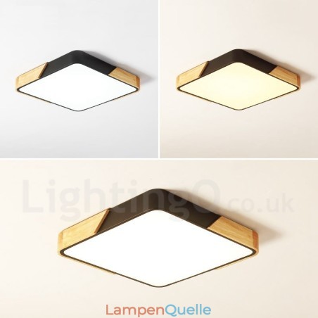Dimmbare ultradünne mehrfarbige quadratische Deckenleuchte aus Holz mit Acrylschirm, Deckenlampe im nordischen Stil Dimmbare ultradünne mehrfarbige quadratische Deckenleuchte aus Holz mit Acrylschirm, Deckenlampe im nordischen Stil