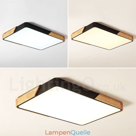 Dimmbare ultradünne mehrfarbige rechteckige Deckenleuchte aus Holz mit Acrylschirm, Deckenlampe im nordischen Stil Dimmbare ultradünne mehrfarbige rechteckige Deckenleuchte aus Holz mit Acrylschirm, Deckenlampe im nordischen Stil
