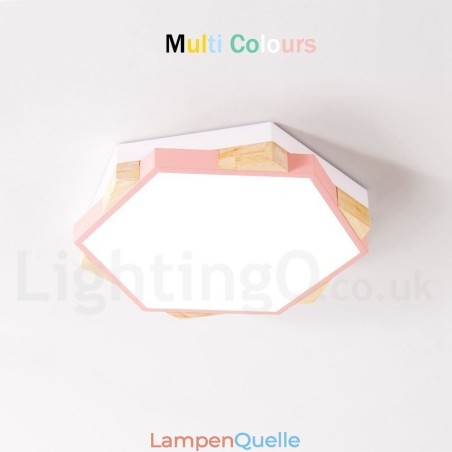 Dimmbare mehrfarbige sechseckige Deckenleuchte aus Holz mit Acrylschirm, Deckenlampe im nordischen Stil Dimmbare mehrfarbige sechseckige Deckenleuchte aus Holz mit Acrylschirm, Deckenlampe im nordischen Stil