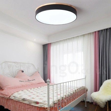 Dimmbare mehrfarbige runde Deckenleuchte aus Holz mit Acrylschirm, Deckenlampe im nordischen Stil Dimmbare mehrfarbige runde Deckenleuchte aus Holz mit Acrylschirm, Deckenlampe im nordischen Stil