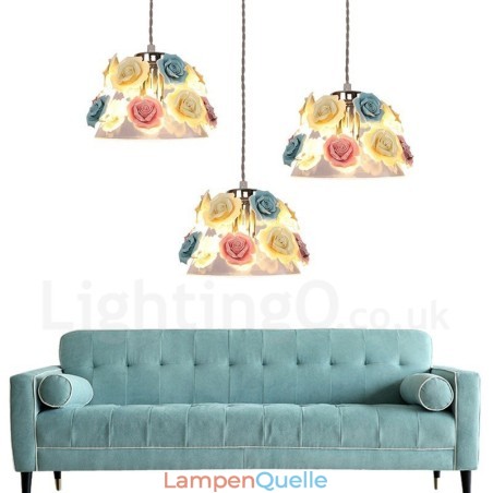 Mehrfarbige Blumen-Macaron-Deckenpendelleuchte mit Glasschirm-Pendelleuchte Mehrfarbige Blumen-Macaron-Deckenpendelleuchte mit Glasschirm-Pendelleuchte