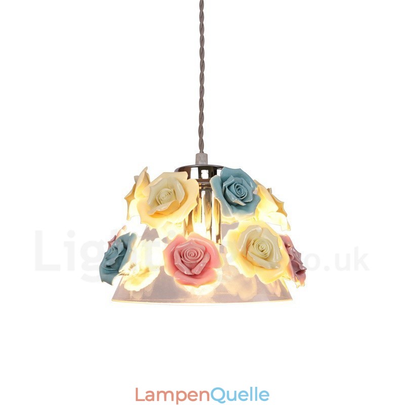 Mehrfarbige Blumen-Macaron-Deckenpendelleuchte mit Glasschirm-Pendelleuchte