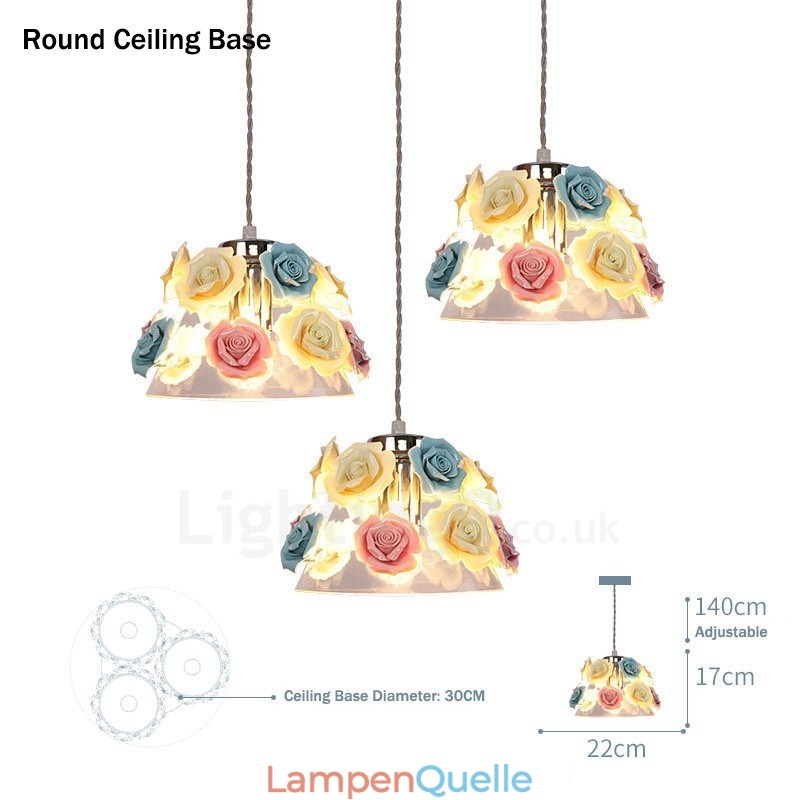 Mehrfarbige Blumen-Macaron-Deckenpendelleuchte mit Glasschirm-Pendelleuchte