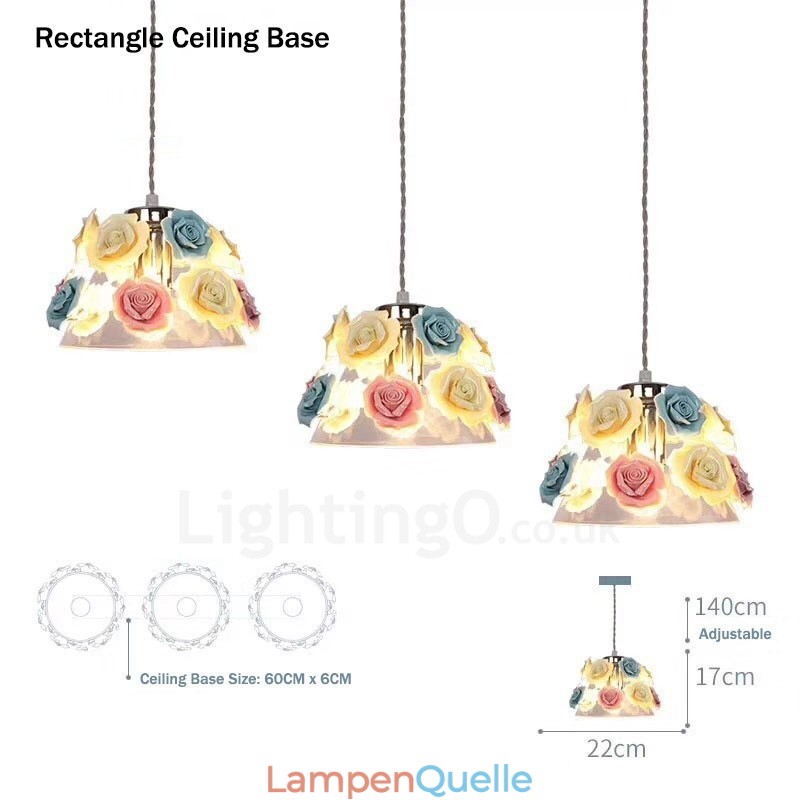 Mehrfarbige Blumen-Macaron-Deckenpendelleuchte mit Glasschirm-Pendelleuchte