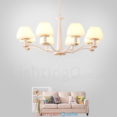 6-flammig 8-flammig Mehrfarbig Macaron Holz Pendelleuchte mit Glasschirmen Kronleuchter Nordischer Stil 6-flammig 8-flammig Mehrfarbig Macaron Holz Pendelleuchte mit Glasschirmen Kronleuchter Nordischer Stil