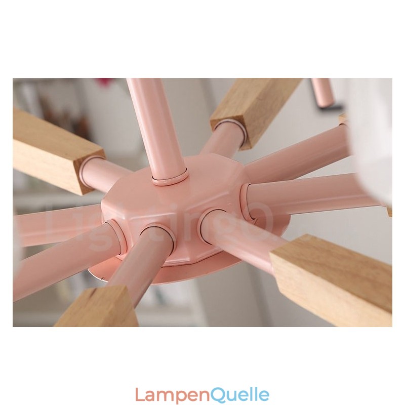 6-flammig 8-flammig Mehrfarbig Macaron Holz Pendelleuchte mit Glasschirmen Kronleuchter Nordischer Stil