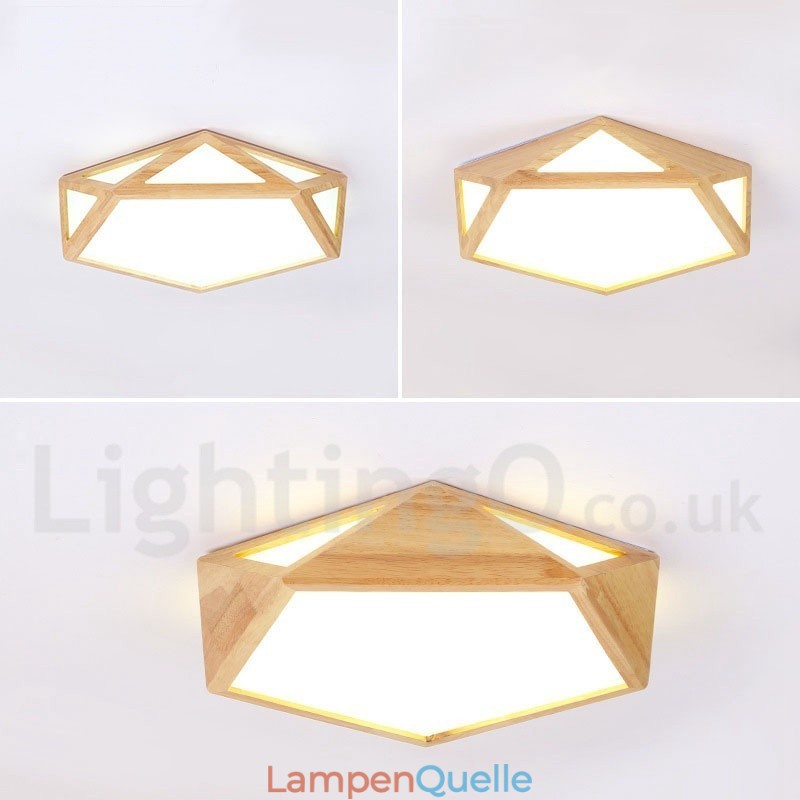 Dimmbare Multi Styles Holz Deckenleuchte mit Acrylschirm Deckenlampe Nordischer Stil