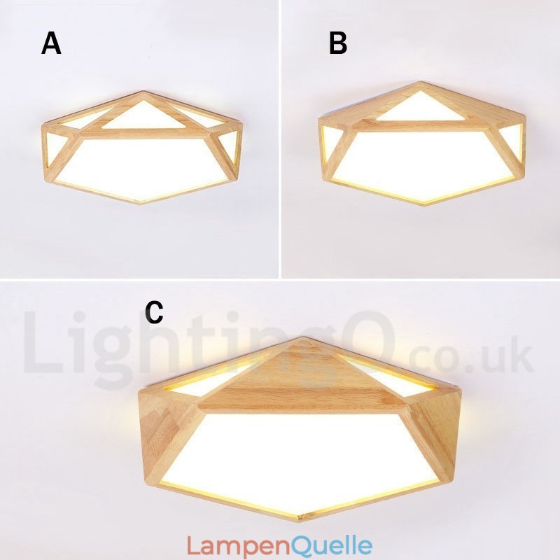 Dimmbare Multi Styles Holz Deckenleuchte mit Acrylschirm Deckenlampe Nordischer Stil
