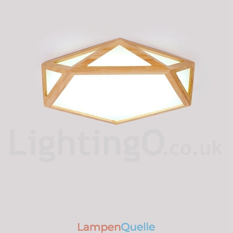 Dimmbare Multi Styles Holz Deckenleuchte mit Acrylschirm Deckenlampe Nordischer Stil