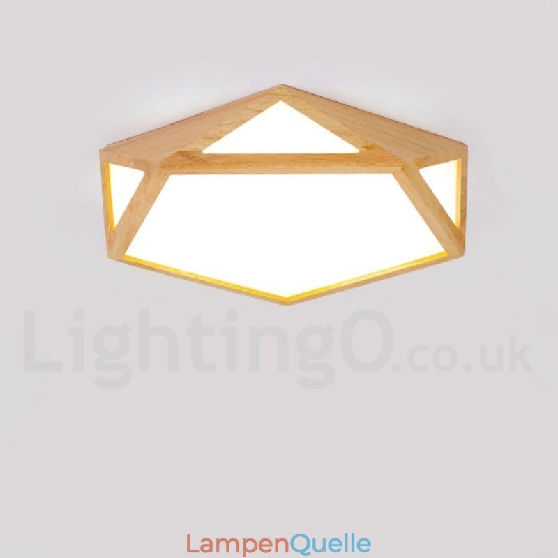Dimmbare Multi Styles Holz Deckenleuchte mit Acrylschirm Deckenlampe Nordischer Stil