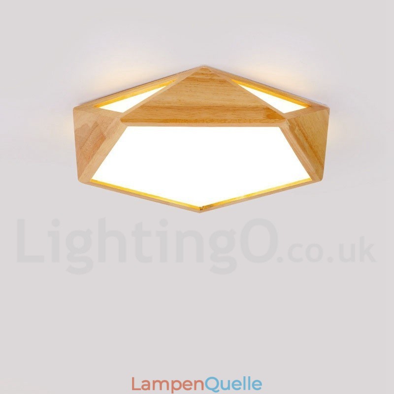 Dimmbare Multi Styles Holz Deckenleuchte mit Acrylschirm Deckenlampe Nordischer Stil