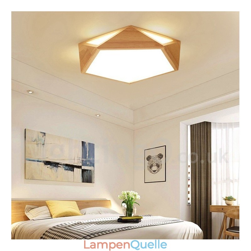 Dimmbare Multi Styles Holz Deckenleuchte mit Acrylschirm Deckenlampe Nordischer Stil
