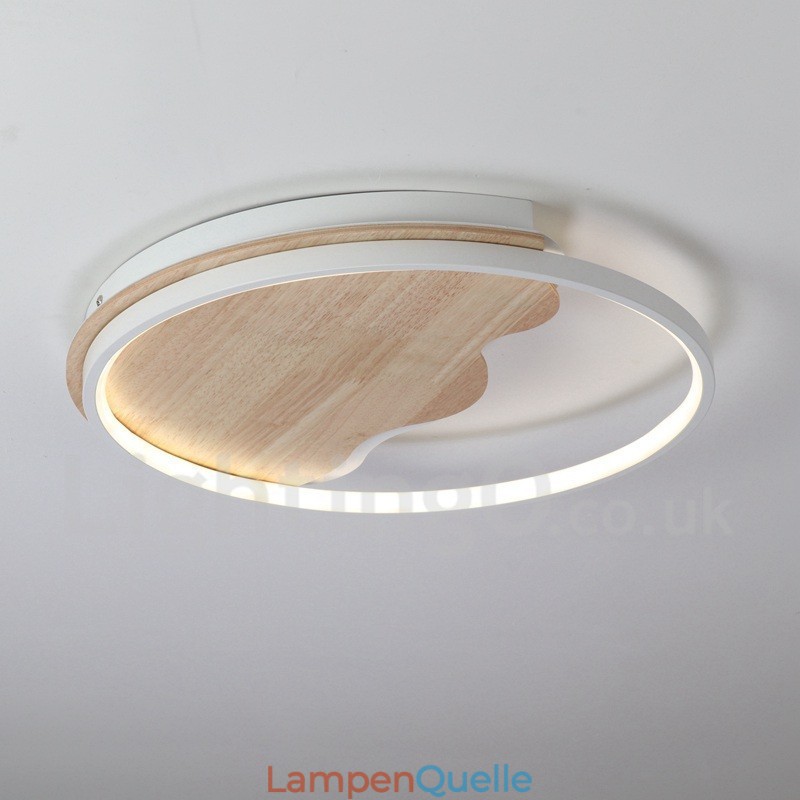 Dimmbare weiße runde Deckenleuchte aus Holz in Wolkenform, ultradünne Deckenlampe, kann auch als Wandleuchte verwendet werden