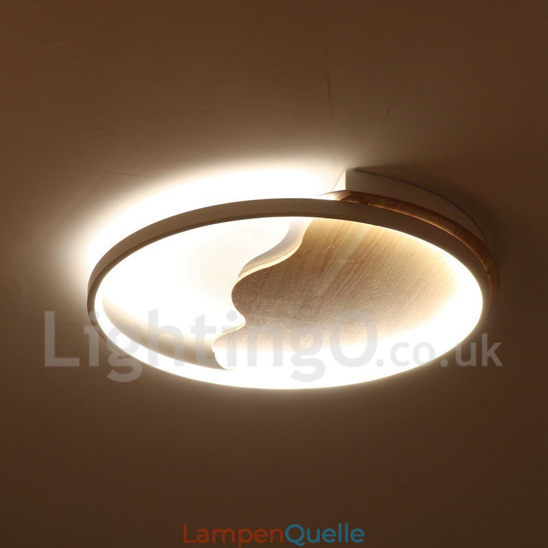 Dimmbare weiße runde Deckenleuchte aus Holz in Wolkenform, ultradünne Deckenlampe, kann auch als Wandleuchte verwendet werden