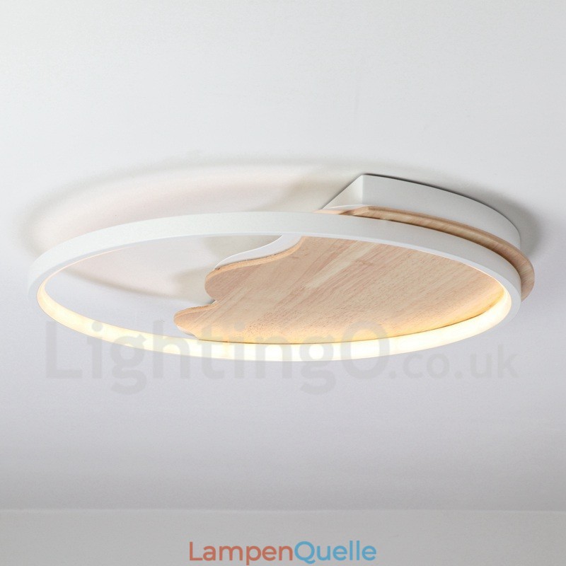 Dimmbare weiße runde Deckenleuchte aus Holz in Wolkenform, ultradünne Deckenlampe, kann auch als Wandleuchte verwendet werden