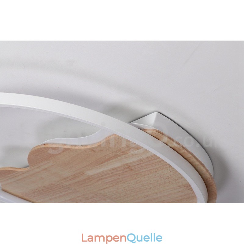 Dimmbare weiße runde Deckenleuchte aus Holz in Wolkenform, ultradünne Deckenlampe, kann auch als Wandleuchte verwendet werden