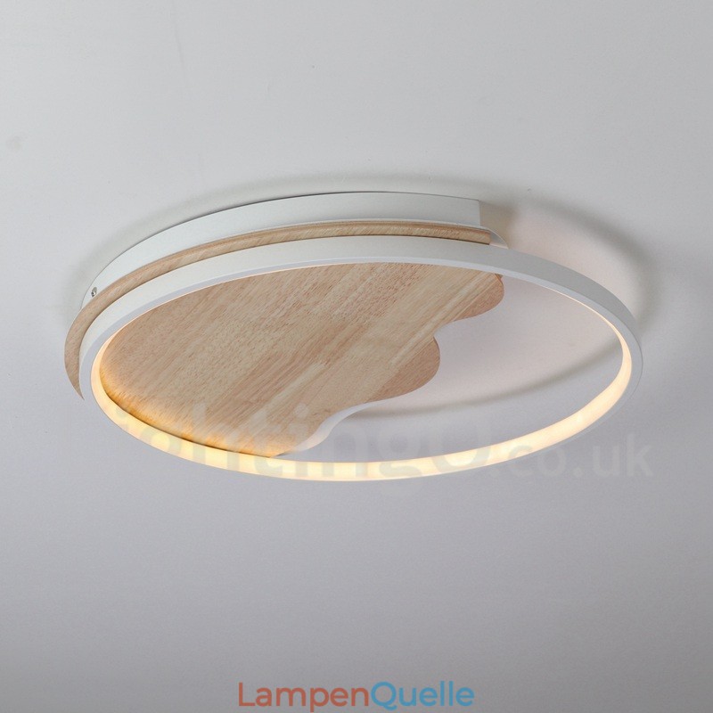 Dimmbare weiße runde Deckenleuchte aus Holz in Wolkenform, ultradünne Deckenlampe, kann auch als Wandleuchte verwendet werden