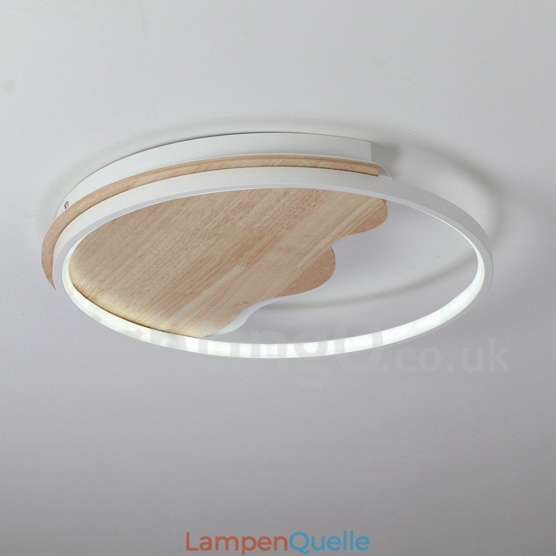 Dimmbare weiße runde Deckenleuchte aus Holz in Wolkenform, ultradünne Deckenlampe, kann auch als Wandleuchte verwendet werden