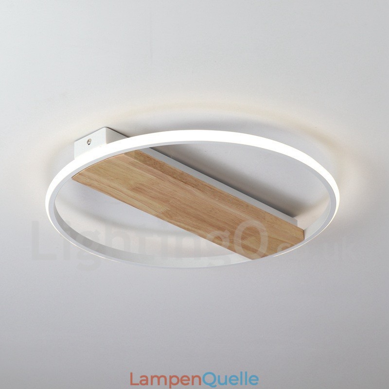 Dimmbare weiße runde Holz-Deckenleuchte, ultradünne Deckenlampe, kann auch als Wandleuchte verwendet werden