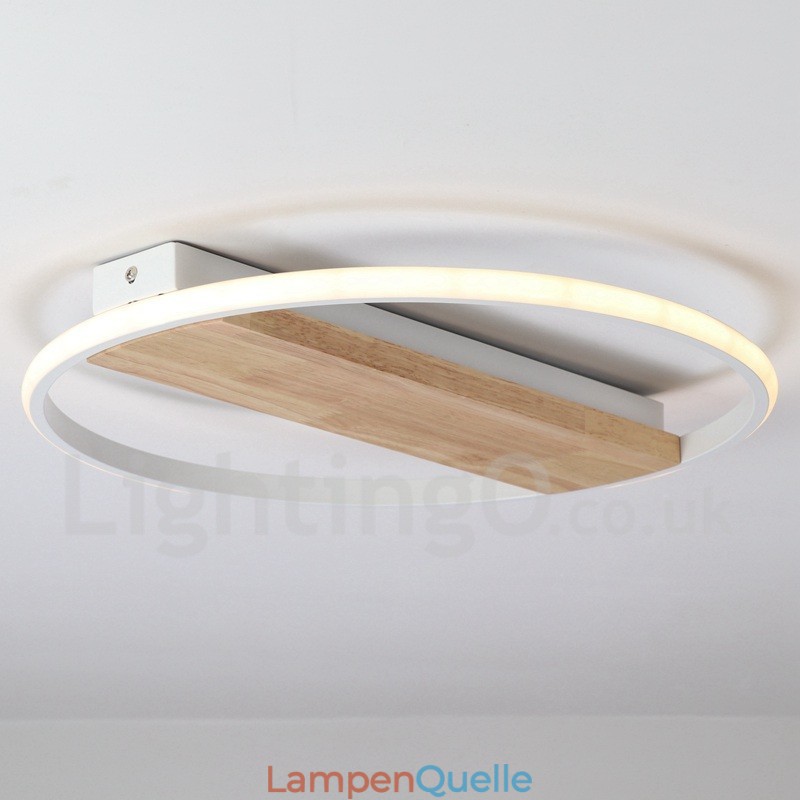 Dimmbare weiße runde Holz-Deckenleuchte, ultradünne Deckenlampe, kann auch als Wandleuchte verwendet werden
