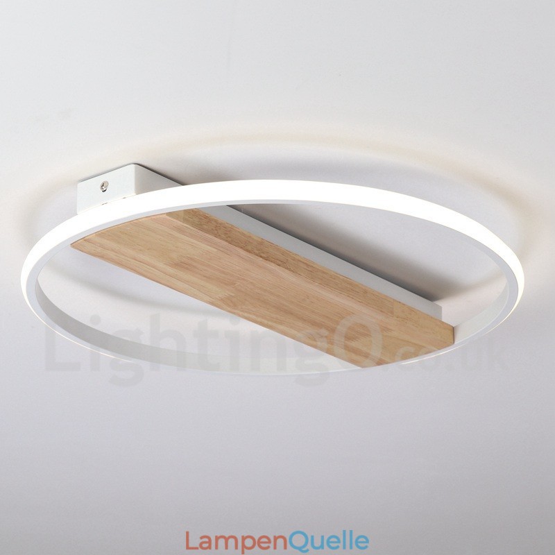 Dimmbare weiße runde Holz-Deckenleuchte, ultradünne Deckenlampe, kann auch als Wandleuchte verwendet werden