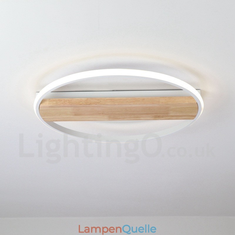 Dimmbare weiße runde Holz-Deckenleuchte, ultradünne Deckenlampe, kann auch als Wandleuchte verwendet werden