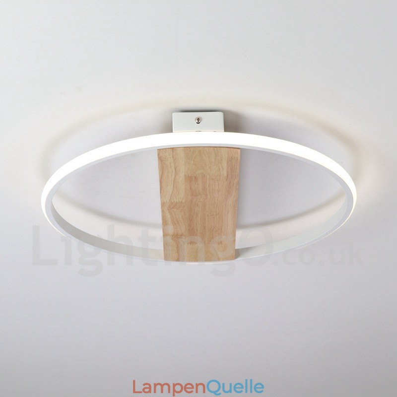Dimmbare weiße runde Holz-Deckenleuchte, ultradünne Deckenlampe, kann auch als Wandleuchte verwendet werden