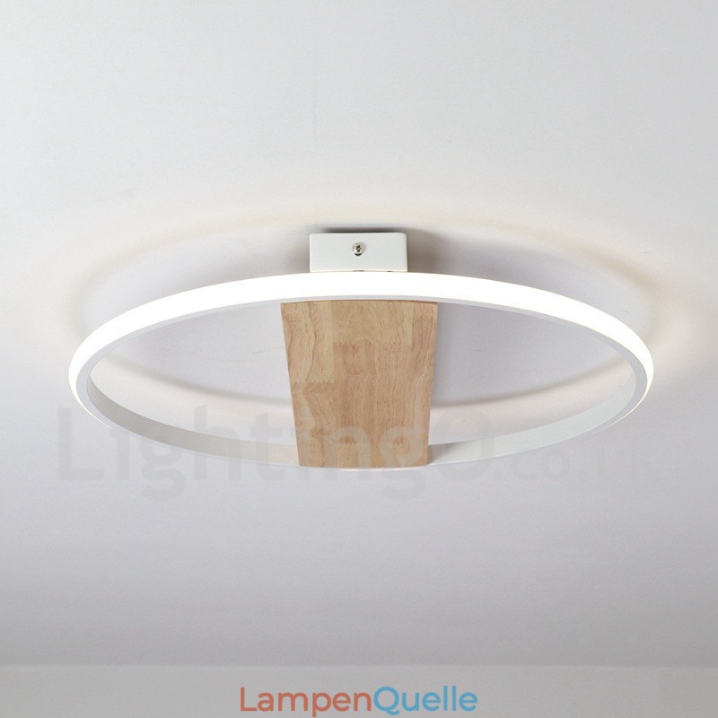 Dimmbare weiße runde Holz-Deckenleuchte, ultradünne Deckenlampe, kann auch als Wandleuchte verwendet werden