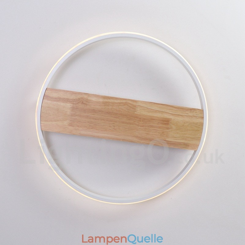 Dimmbare weiße runde Holz-Deckenleuchte, ultradünne Deckenlampe, kann auch als Wandleuchte verwendet werden