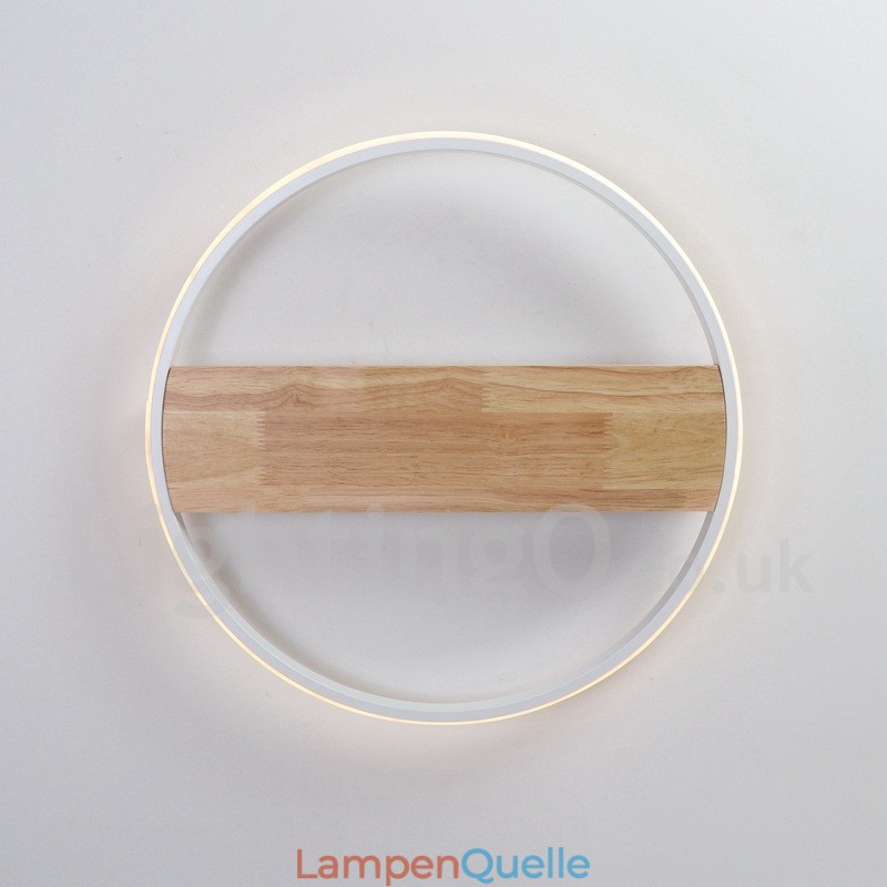 Dimmbare weiße runde Holz-Deckenleuchte, ultradünne Deckenlampe, kann auch als Wandleuchte verwendet werden
