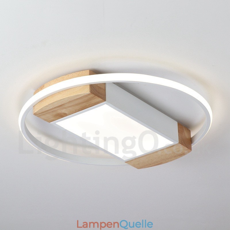 Dimmbare weiße runde Holz-Deckenleuchte, ultradünne Deckenlampe, kann auch als Wandleuchte verwendet werden