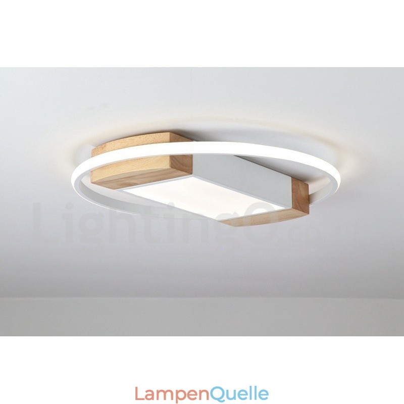 Dimmbare weiße runde Holz-Deckenleuchte, ultradünne Deckenlampe, kann auch als Wandleuchte verwendet werden