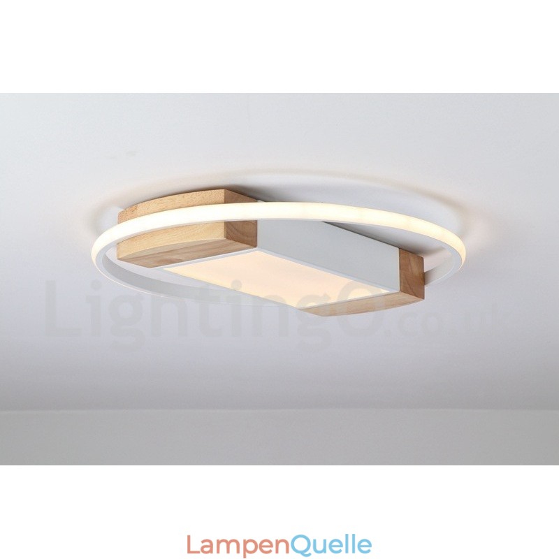 Dimmbare weiße runde Holz-Deckenleuchte, ultradünne Deckenlampe, kann auch als Wandleuchte verwendet werden