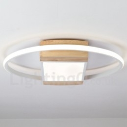 Dimmbare weiße runde Holz-Deckenleuchte, ultradünne Deckenlampe, kann auch als Wandleuchte verwendet werden