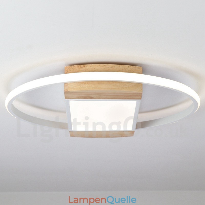 Dimmbare weiße runde Holz-Deckenleuchte, ultradünne Deckenlampe, kann auch als Wandleuchte verwendet werden