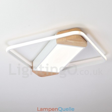 Dimmbare weiße quadratische Holz-Deckenleuchte, ultradünne Deckenlampe, kann auch als Wandleuchte verwendet werden Dimmbare weiße quadratische Holz-Deckenleuchte, ultradünne Deckenlampe, kann auch als Wandleuchte verwendet werden