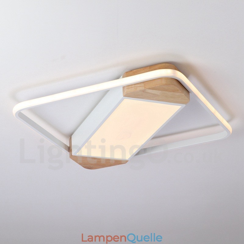Dimmbare weiße quadratische Holz-Deckenleuchte, ultradünne Deckenlampe, kann auch als Wandleuchte verwendet werden