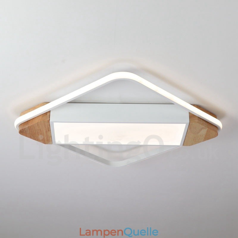 Dimmbare weiße quadratische Holz-Deckenleuchte, ultradünne Deckenlampe, kann auch als Wandleuchte verwendet werden