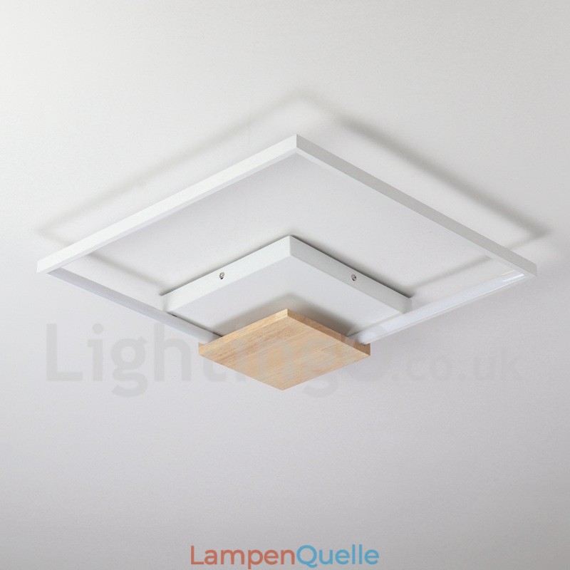 Dimmbare weiße quadratische Holz-Deckenleuchte, ultradünne Deckenlampe, kann auch als Wandleuchte verwendet werden