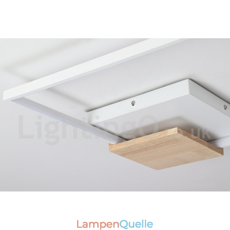 Dimmbare weiße quadratische Holz-Deckenleuchte, ultradünne Deckenlampe, kann auch als Wandleuchte verwendet werden