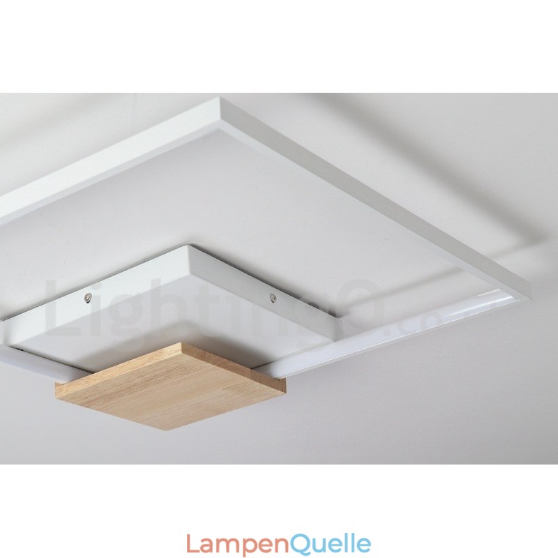 Dimmbare weiße quadratische Holz-Deckenleuchte, ultradünne Deckenlampe, kann auch als Wandleuchte verwendet werden