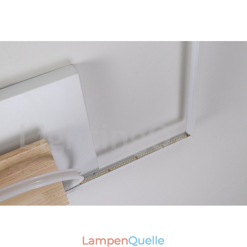 Dimmbare weiße quadratische Holz-Deckenleuchte, ultradünne Deckenlampe, kann auch als Wandleuchte verwendet werden