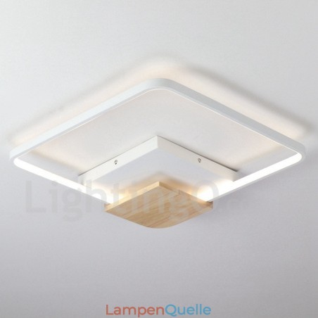 Dimmbare weiße quadratische Holz-Deckenleuchte, ultradünne Deckenlampe, kann auch als Wandleuchte verwendet werden Dimmbare weiße quadratische Holz-Deckenleuchte, ultradünne Deckenlampe, kann auch als Wandleuchte verwendet werden