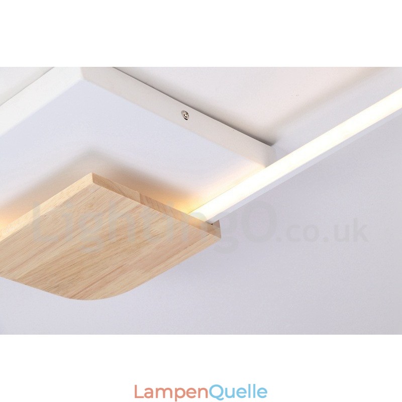 Dimmbare weiße quadratische Holz-Deckenleuchte, ultradünne Deckenlampe, kann auch als Wandleuchte verwendet werden