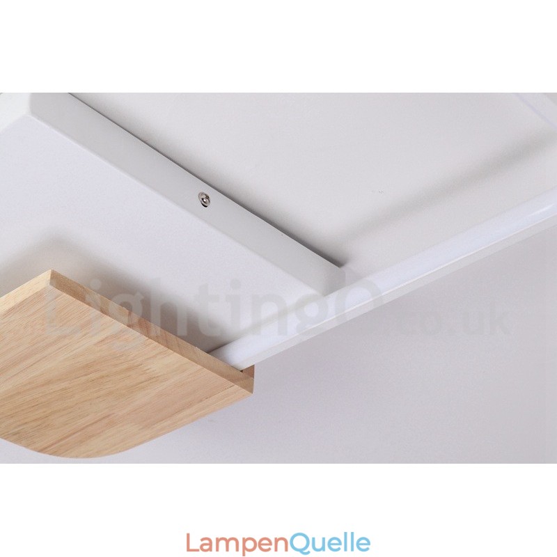 Dimmbare weiße quadratische Holz-Deckenleuchte, ultradünne Deckenlampe, kann auch als Wandleuchte verwendet werden